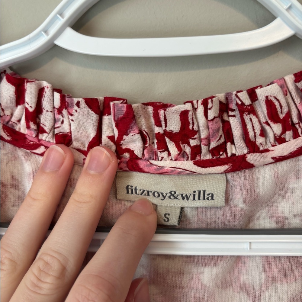 Fitzroy & Willa Floral Sleeveless Dress in Red and White size S - Picture 2 of 6